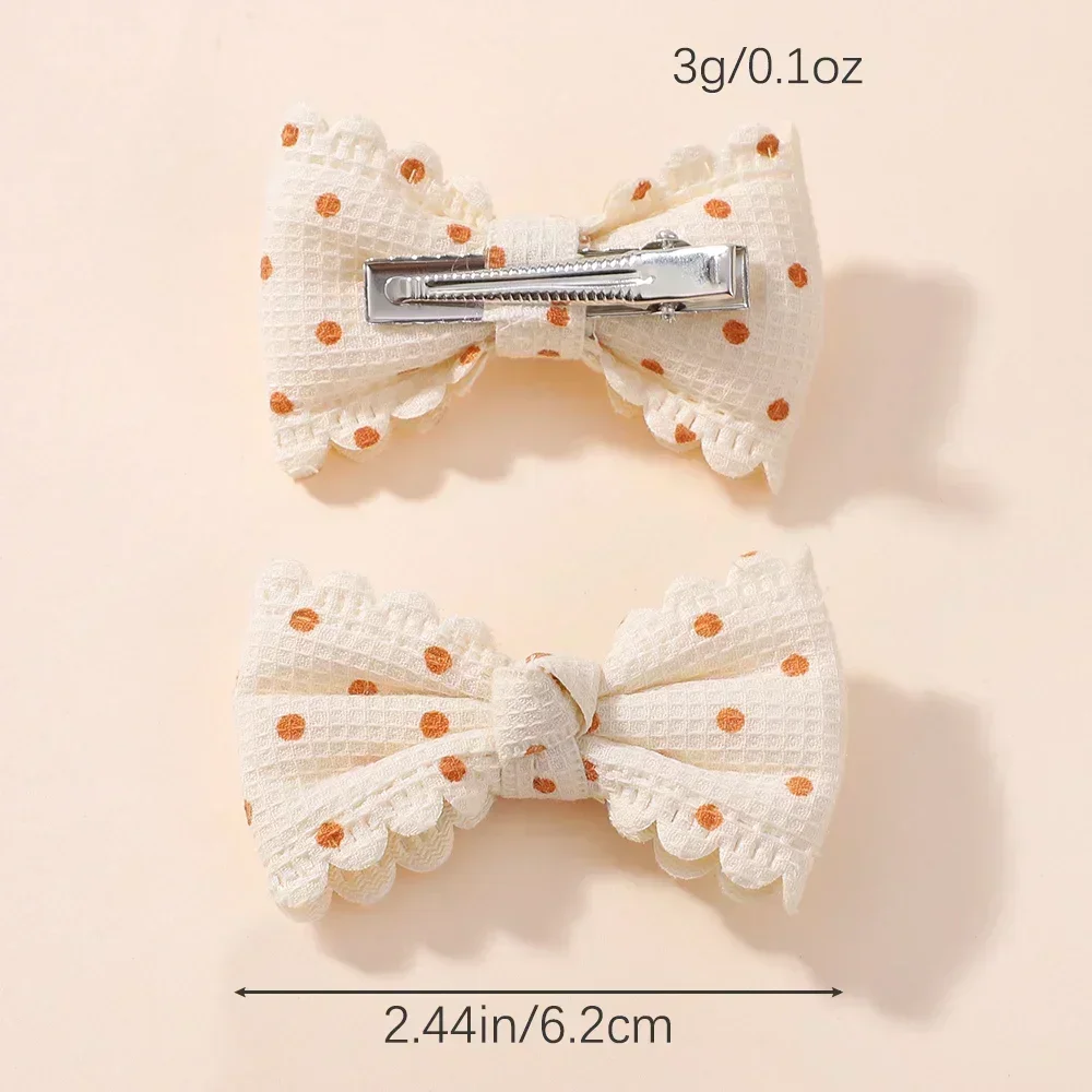 2/6pcs Sweet Flower Print Hair Bow Clips for Baby Girls Lace Side Pastoral Cotton Hairpin Barrettes Headwear Hair Accessories