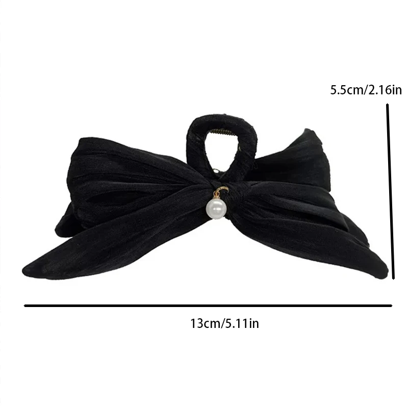 Mesh Bow Hair Clip for Woman Elegant Temperament Large Shark Clip Fashion Girl Ponytail Hair Clamp