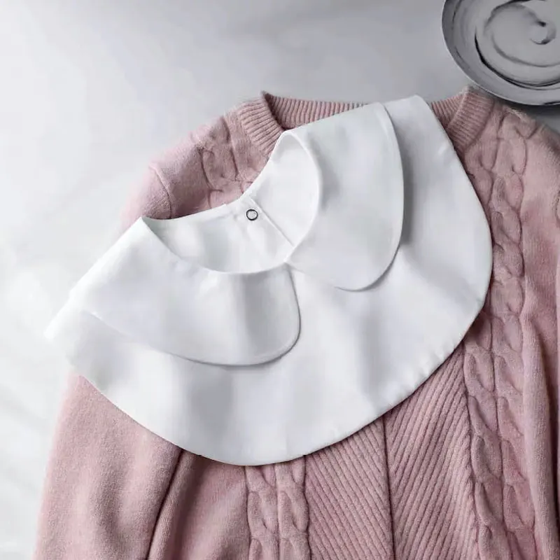 1/2Pcs Lady's Fake Collar Half Shirt Blouse Detachable Dickey False Collar Cute Lapel Round Collar for Women