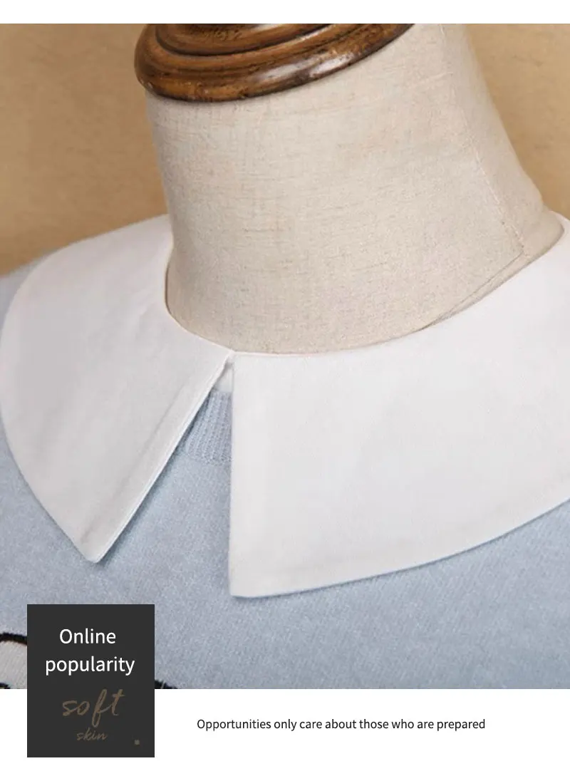 1/2Pcs Lady's Fake Collar Half Shirt Blouse Detachable Dickey False Collar Cute Lapel Round Collar for Women