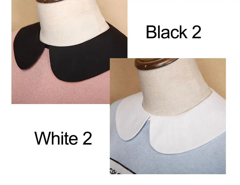 1/2Pcs Lady's Fake Collar Half Shirt Blouse Detachable Dickey False Collar Cute Lapel Round Collar for Women