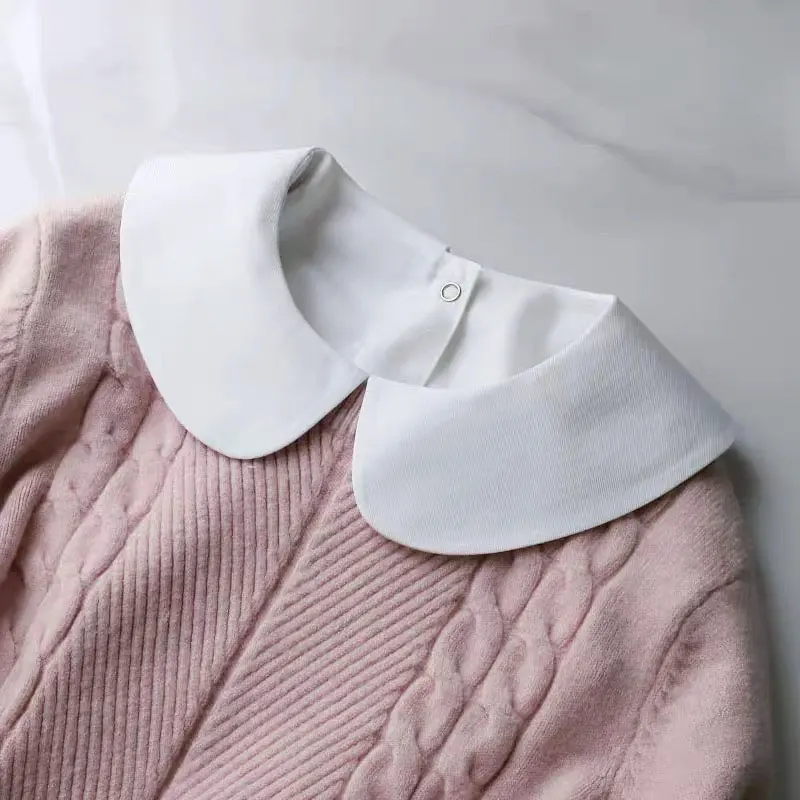 1/2Pcs Lady's Fake Collar Half Shirt Blouse Detachable Dickey False Collar Cute Lapel Round Collar for Women