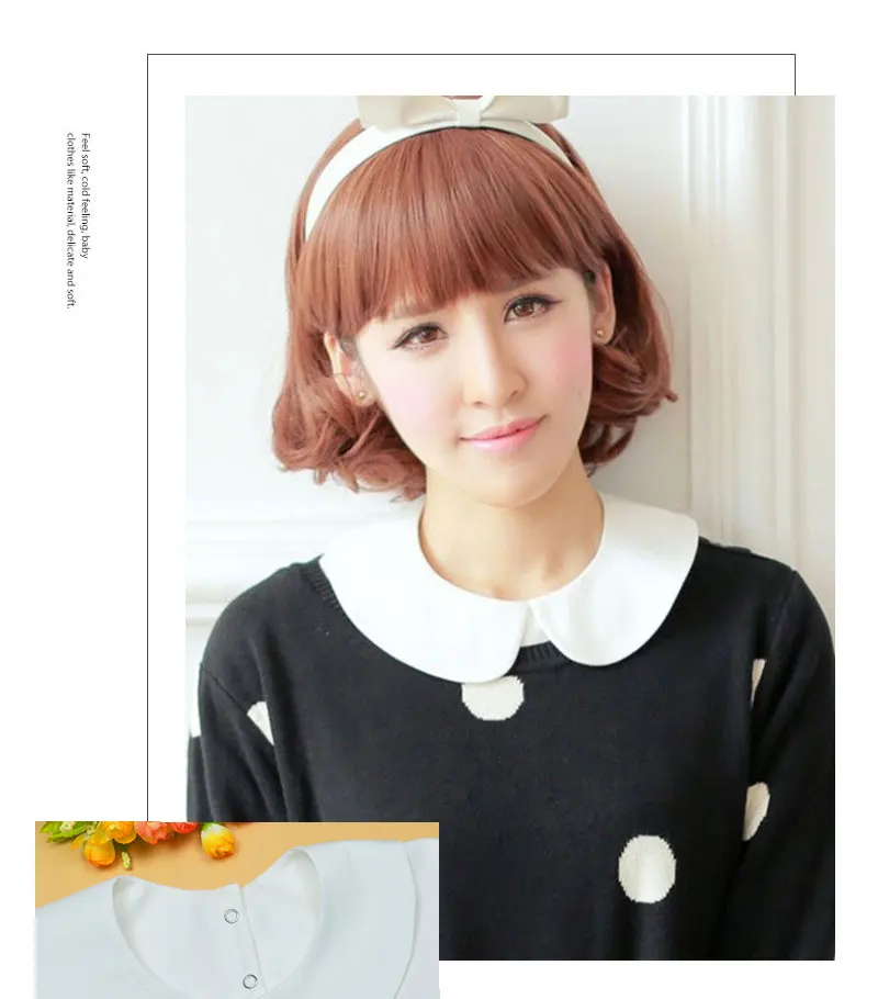 1/2Pcs Lady's Fake Collar Half Shirt Blouse Detachable Dickey False Collar Cute Lapel Round Collar for Women