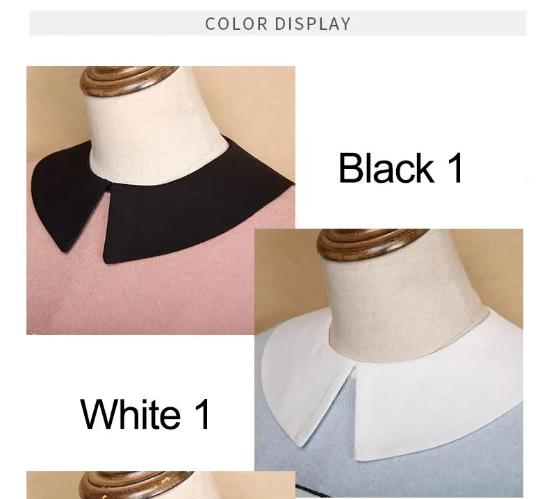 1/2Pcs Lady's Fake Collar Half Shirt Blouse Detachable Dickey False Collar Cute Lapel Round Collar for Women