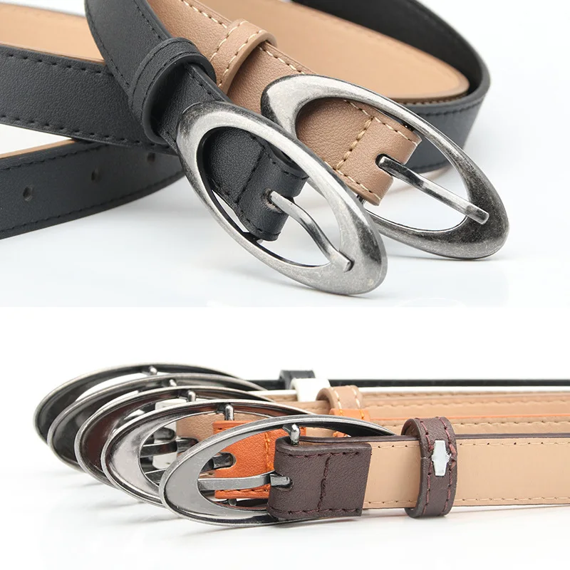 Vintage Women Fashion PU Leather Waist Belt Vintage Y2K Gothic Buckle Metal Strap Jeans Trouser Dress Waistband Fashion AB006