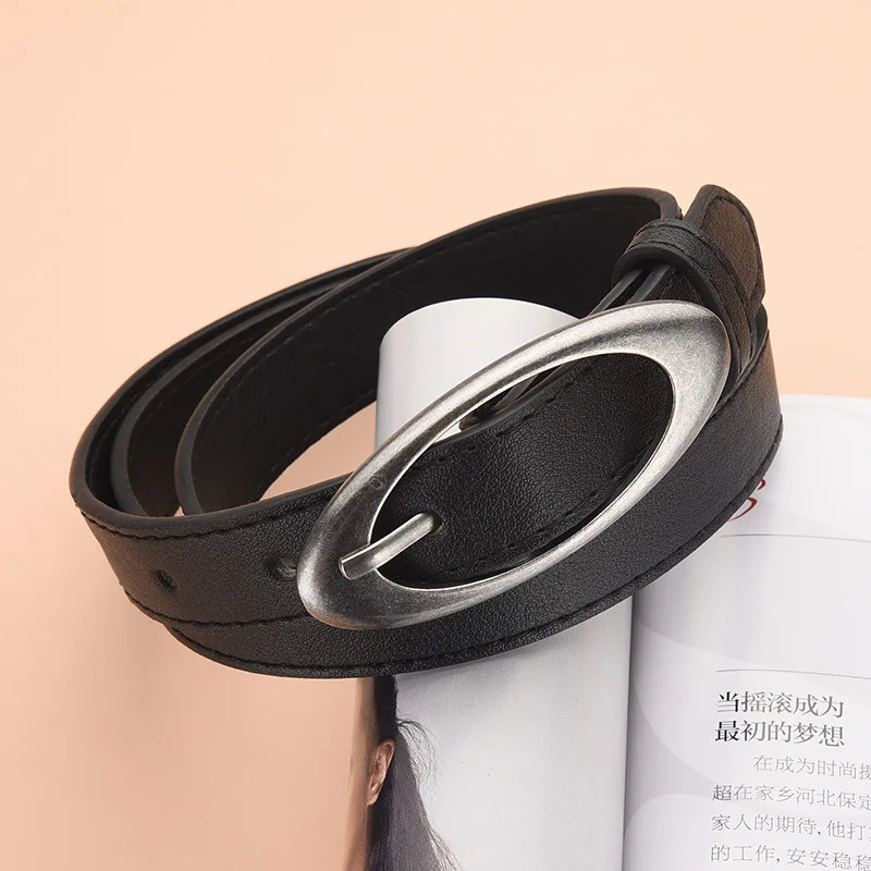 Vintage Women Fashion PU Leather Waist Belt Vintage Y2K Gothic Buckle Metal Strap Jeans Trouser Dress Waistband Fashion AB006