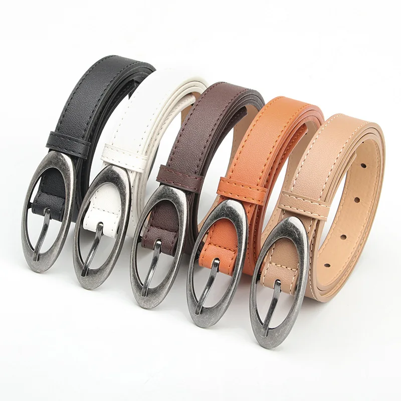 Vintage Women Fashion PU Leather Waist Belt Vintage Y2K Gothic Buckle Metal Strap Jeans Trouser Dress Waistband Fashion AB006