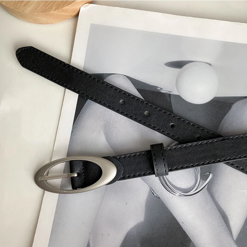 Vintage Women Fashion PU Leather Waist Belt Vintage Y2K Gothic Buckle Metal Strap Jeans Trouser Dress Waistband Fashion AB006