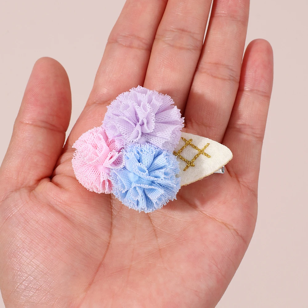 2Pcs Ice Cream Cone Hair Clips Sweet Pink Simulated Ice Cream Hairpins For Baby Girls Children Cute Headdress Hair Accessories