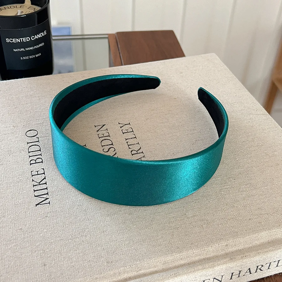 Fashion Wide Satin Silk Hairbands Women Bright Solid Color Headbands High Quality Sweet Headwraps Non-slip Hair Hoops Headwear