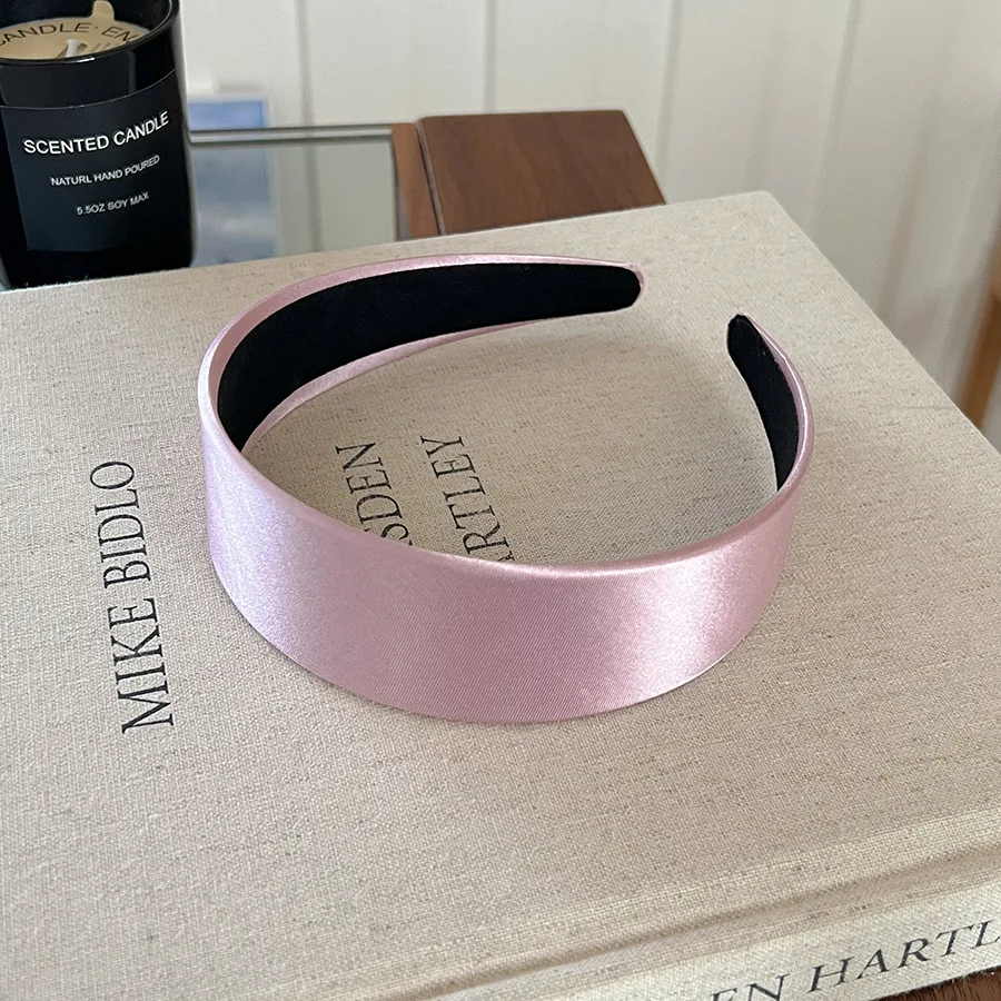 Fashion Wide Satin Silk Hairbands Women Bright Solid Color Headbands High Quality Sweet Headwraps Non-slip Hair Hoops Headwear