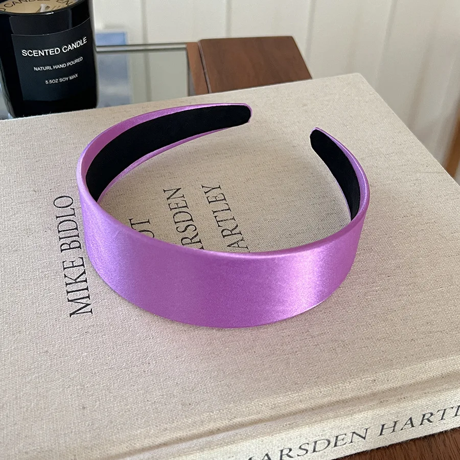 Fashion Wide Satin Silk Hairbands Women Bright Solid Color Headbands High Quality Sweet Headwraps Non-slip Hair Hoops Headwear