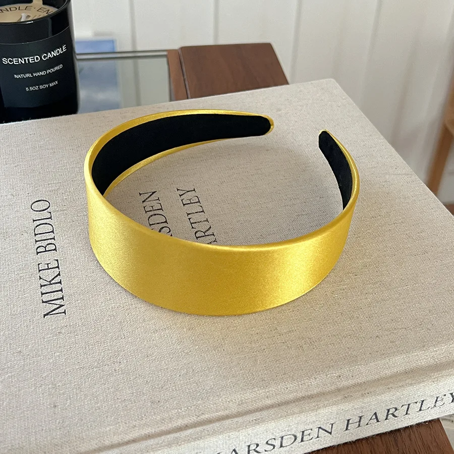 Fashion Wide Satin Silk Hairbands Women Bright Solid Color Headbands High Quality Sweet Headwraps Non-slip Hair Hoops Headwear