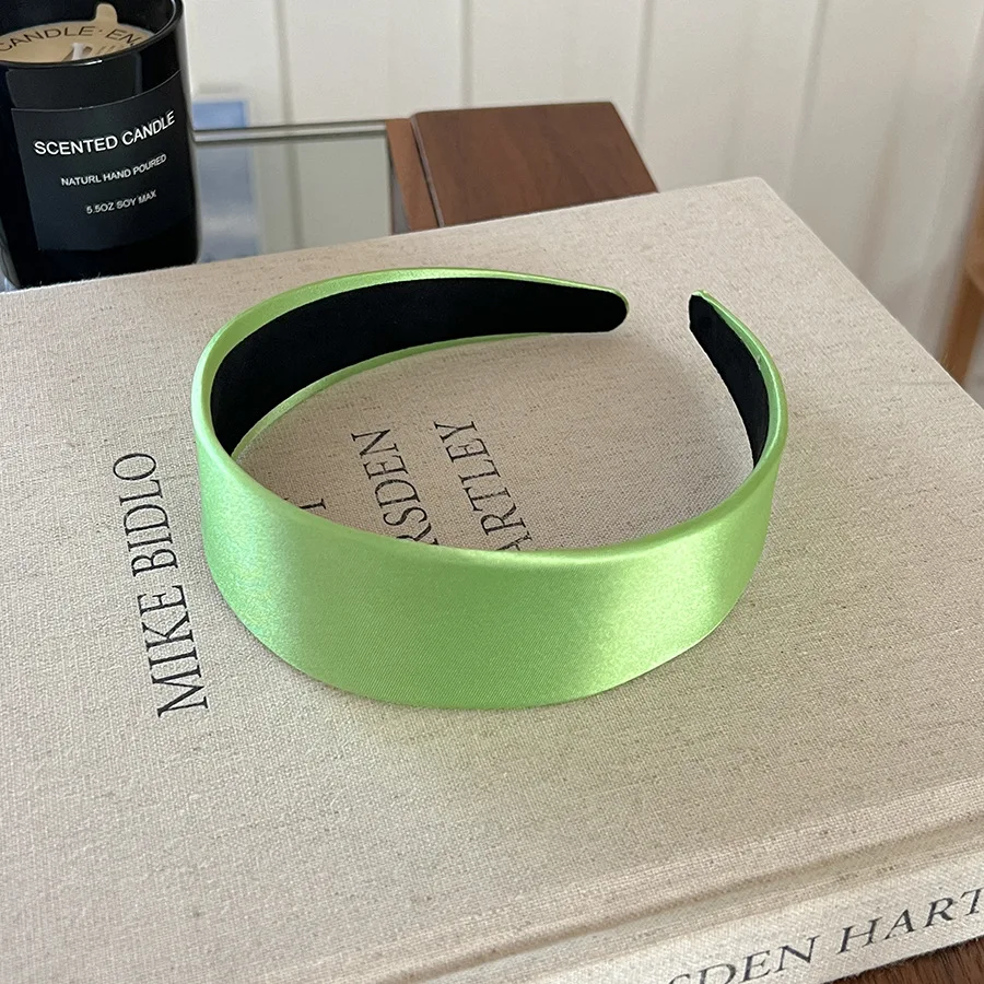 Fashion Wide Satin Silk Hairbands Women Bright Solid Color Headbands High Quality Sweet Headwraps Non-slip Hair Hoops Headwear