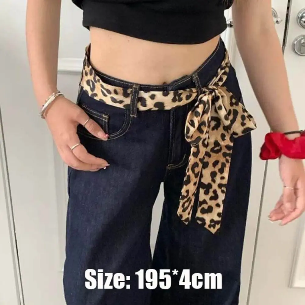 Retro Leopard Print Scarf For Women Narrow Long Hair Tied Fashion Neckerchief Women Belt Scarf Accessories