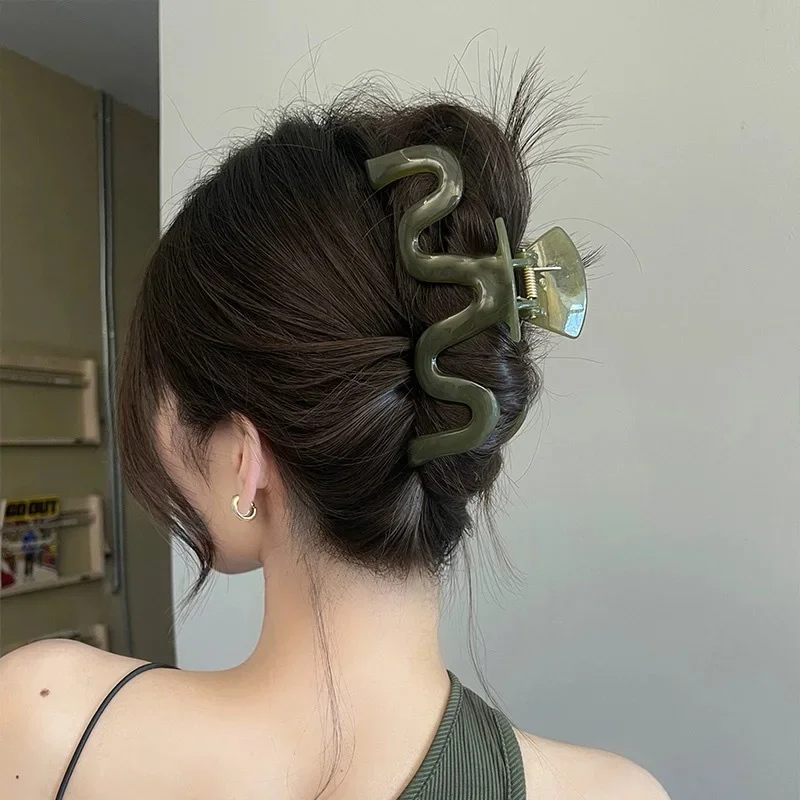 13cm Large Hair Clip For Thick Hair Claws Crab Girls Curly Transparent Coffee Hairpin Clamps Women Korean Ponytail Accessories