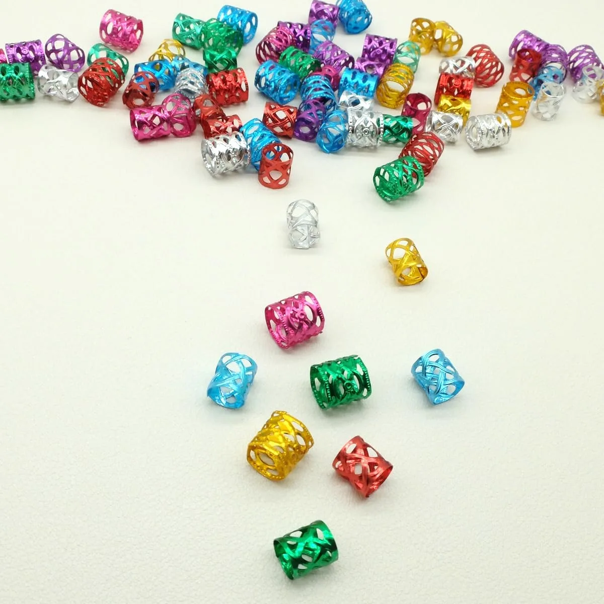 100PCS Multicolor Rings, Hair Jewelry for Dreadlocks Beads for Women and Girls, Braids Hair Decorations Colorful Aluminum Ring