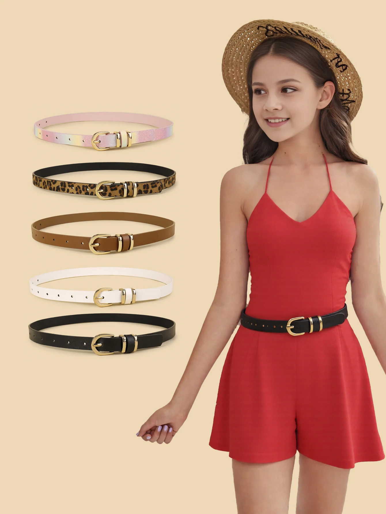 Hot Selling Korean Style Student Fine Jeans dress Belt Pin Buckle PU Belt Decoration