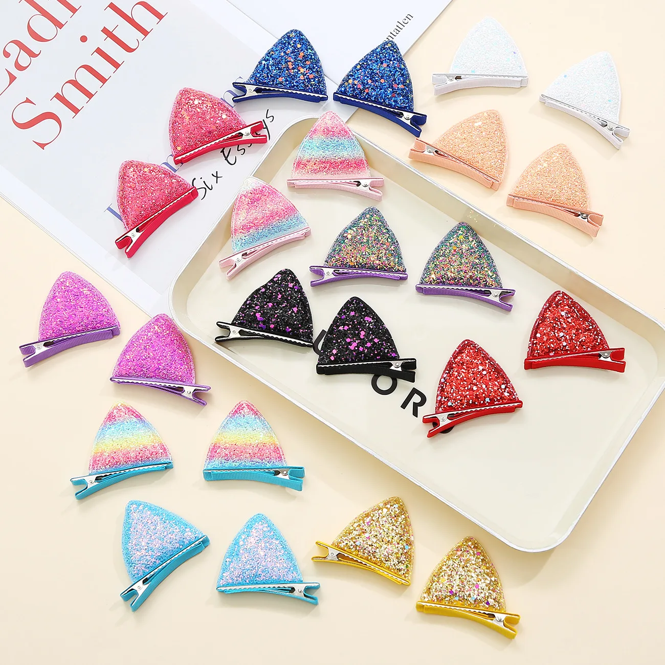 New Candy Colour Girls Hair Clips Cute Hundred Princess Cat Ears Duckbill Clip Cartoon Barrettes Headdress Hair Accessories
