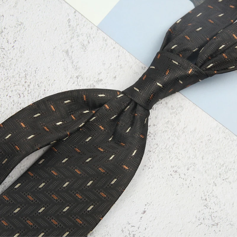 2025 New Arrival Brown Necktie Men Business Formal Striped Cartoon Neck Ties 8cm White Green Polka Dot Tie Tuxedo Wedding Cravat