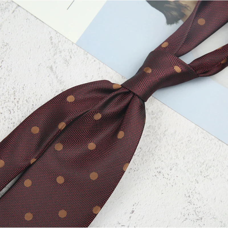 2025 New Arrival Brown Necktie Men Business Formal Striped Cartoon Neck Ties 8cm White Green Polka Dot Tie Tuxedo Wedding Cravat