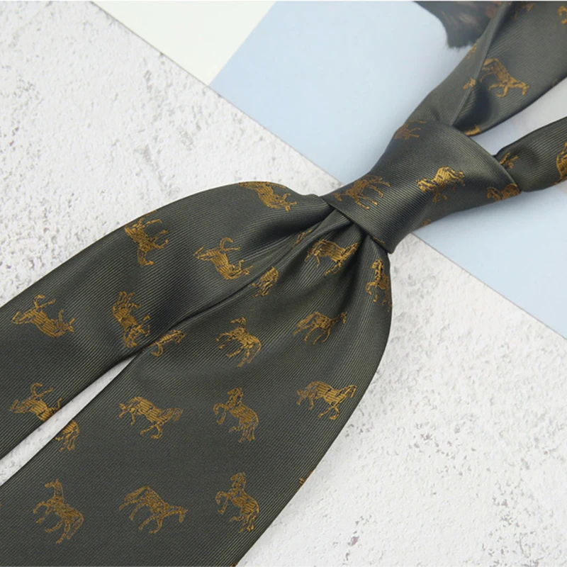 2025 New Arrival Brown Necktie Men Business Formal Striped Cartoon Neck Ties 8cm White Green Polka Dot Tie Tuxedo Wedding Cravat