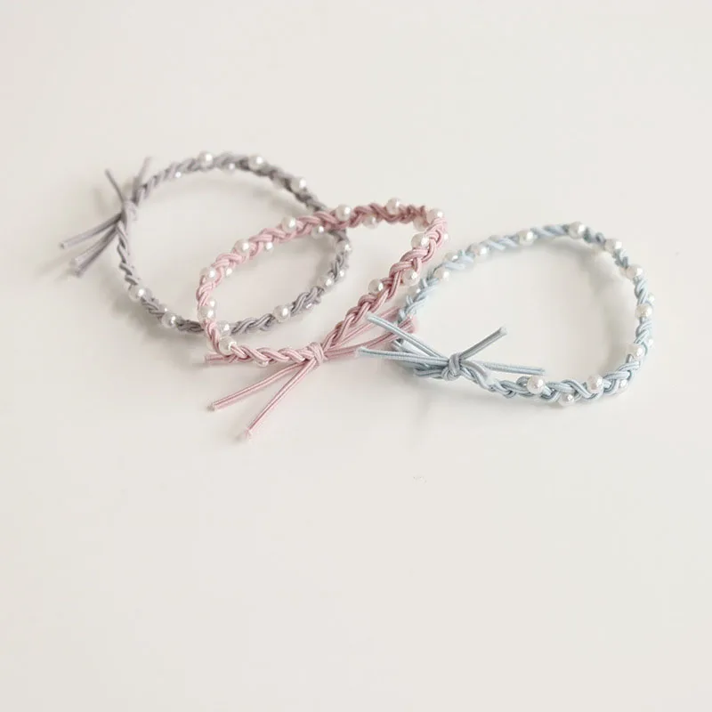 5PC Khaki Colorful Pearl Hair Ties for Women Elastic Simple Elegant High-End Feeling Hair Ties For Women