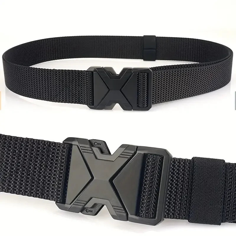 2PC Men Belt Army Outdoor Hunting Tactical Outdoor Mountaineering Multifunctional Tactical Nylon Canvas Woven Trouser Belt