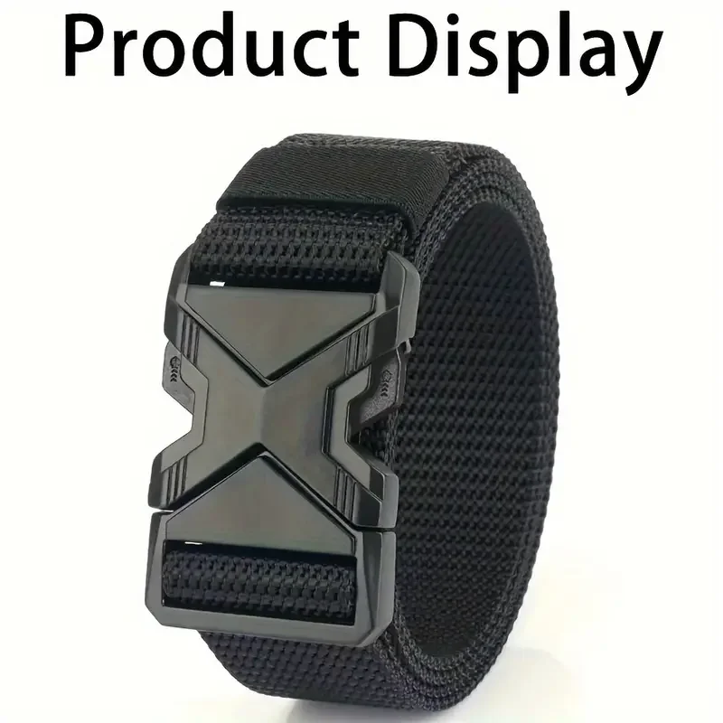 2PC Men Belt Army Outdoor Hunting Tactical Outdoor Mountaineering Multifunctional Tactical Nylon Canvas Woven Trouser Belt