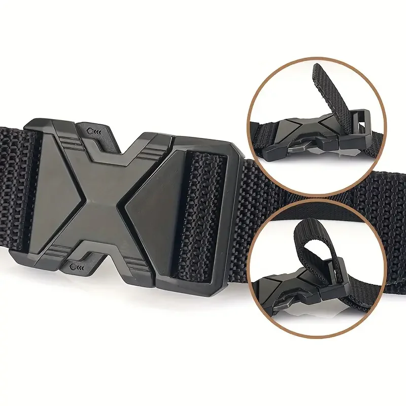2PC Men Belt Army Outdoor Hunting Tactical Outdoor Mountaineering Multifunctional Tactical Nylon Canvas Woven Trouser Belt
