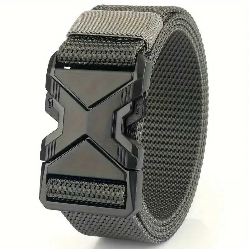 2PC Men Belt Army Outdoor Hunting Tactical Outdoor Mountaineering Multifunctional Tactical Nylon Canvas Woven Trouser Belt