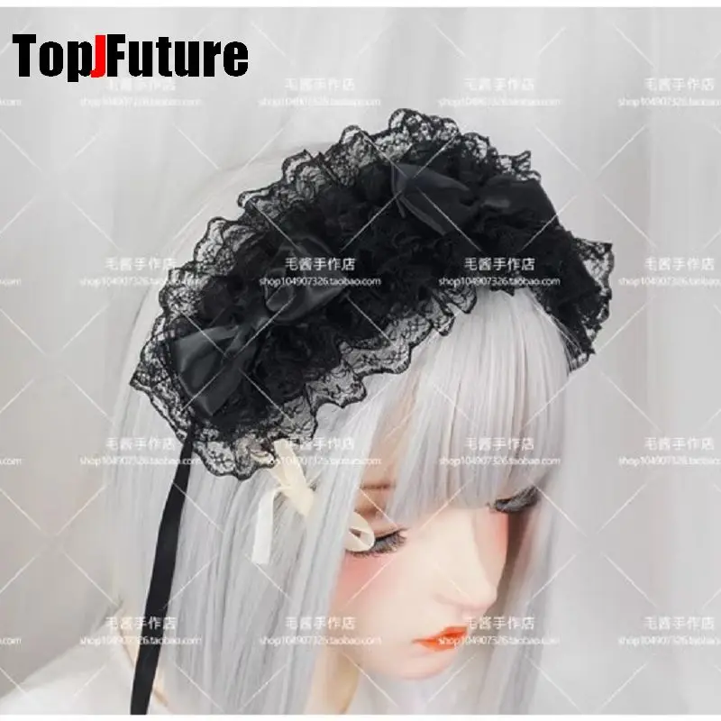 Streetwear Y2k Girl Women Gothic Lolita Cosplay Harajuku Punk Steampunk Lace Spike Cross Hairbands Hairband Fold Bow Eye Mask