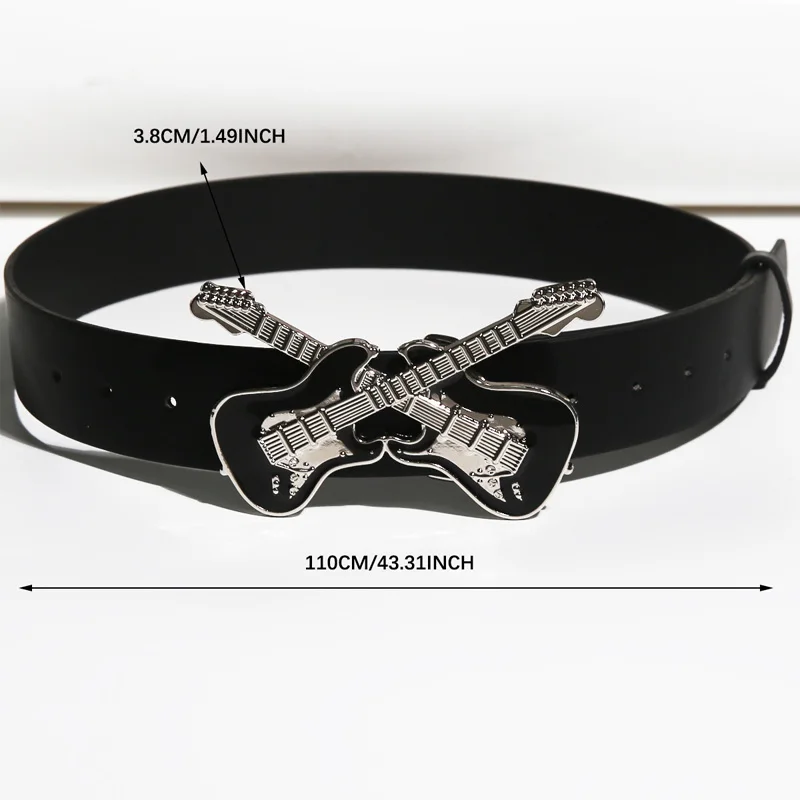 Men's Belt Bohemian Style Gothic guitar Bucket Rock and roll Women's Belt Jeans Belt Female Punk Rock Sexpot Y2K Waistband Male