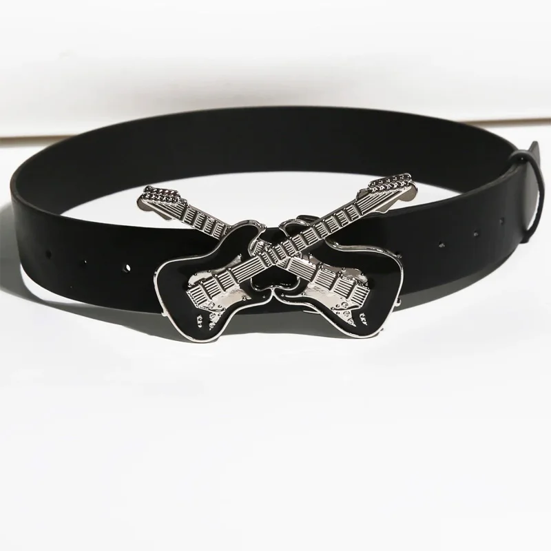 Men's Belt Bohemian Style Gothic guitar Bucket Rock and roll Women's Belt Jeans Belt Female Punk Rock Sexpot Y2K Waistband Male