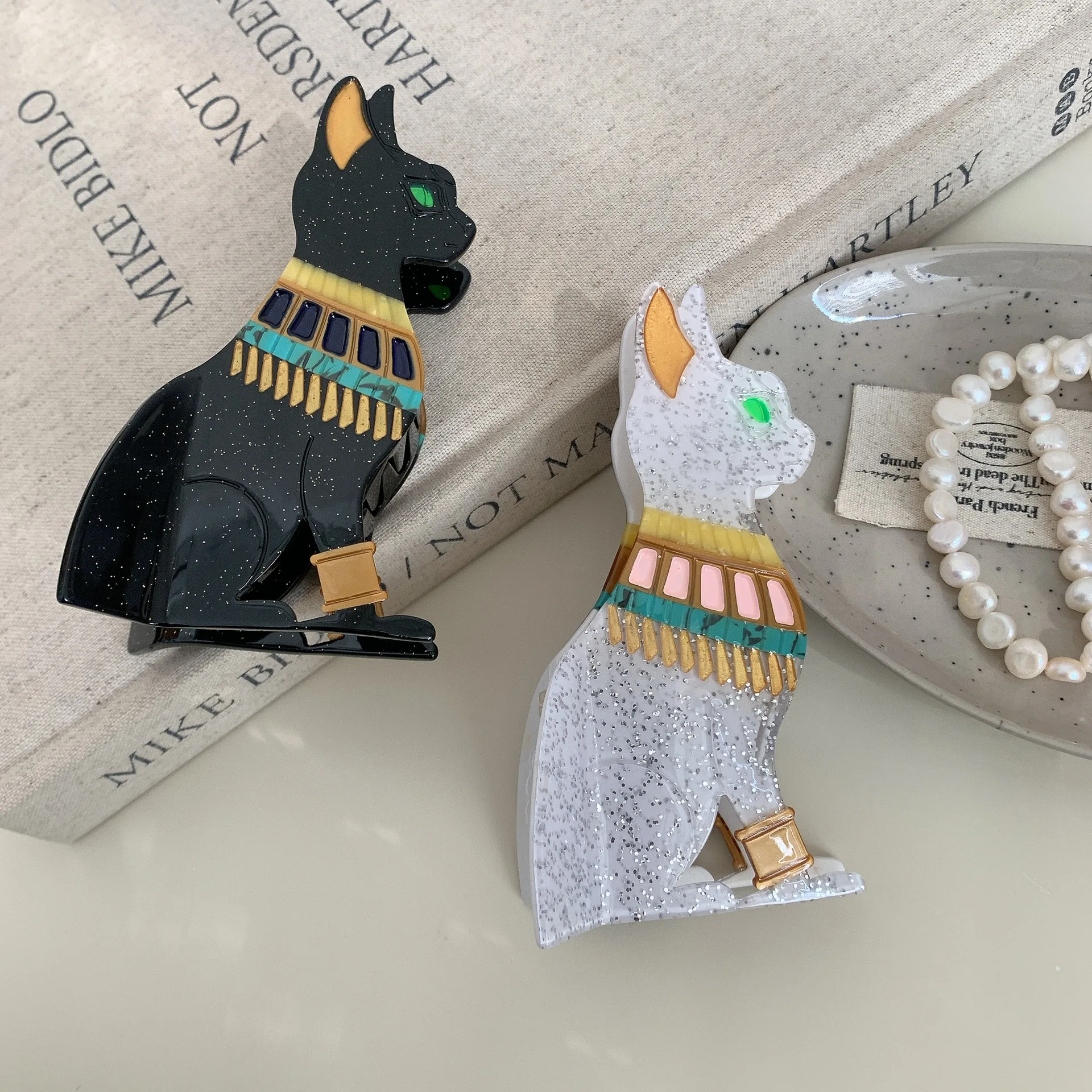 1pc New Personalized Egyptian Cat Acetic Acid Hair Puller, Cute European and American Cat Hair Clip and Accessories