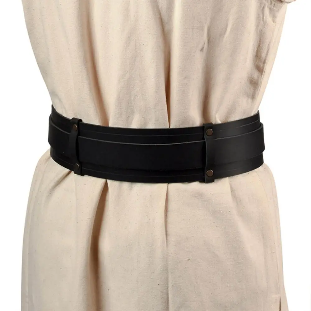 Medieval Waist Belt Buckle Belt PU Leather Viking Knight Waistband Waist Wide Stretch Vintage Costume Accessories Cosplay