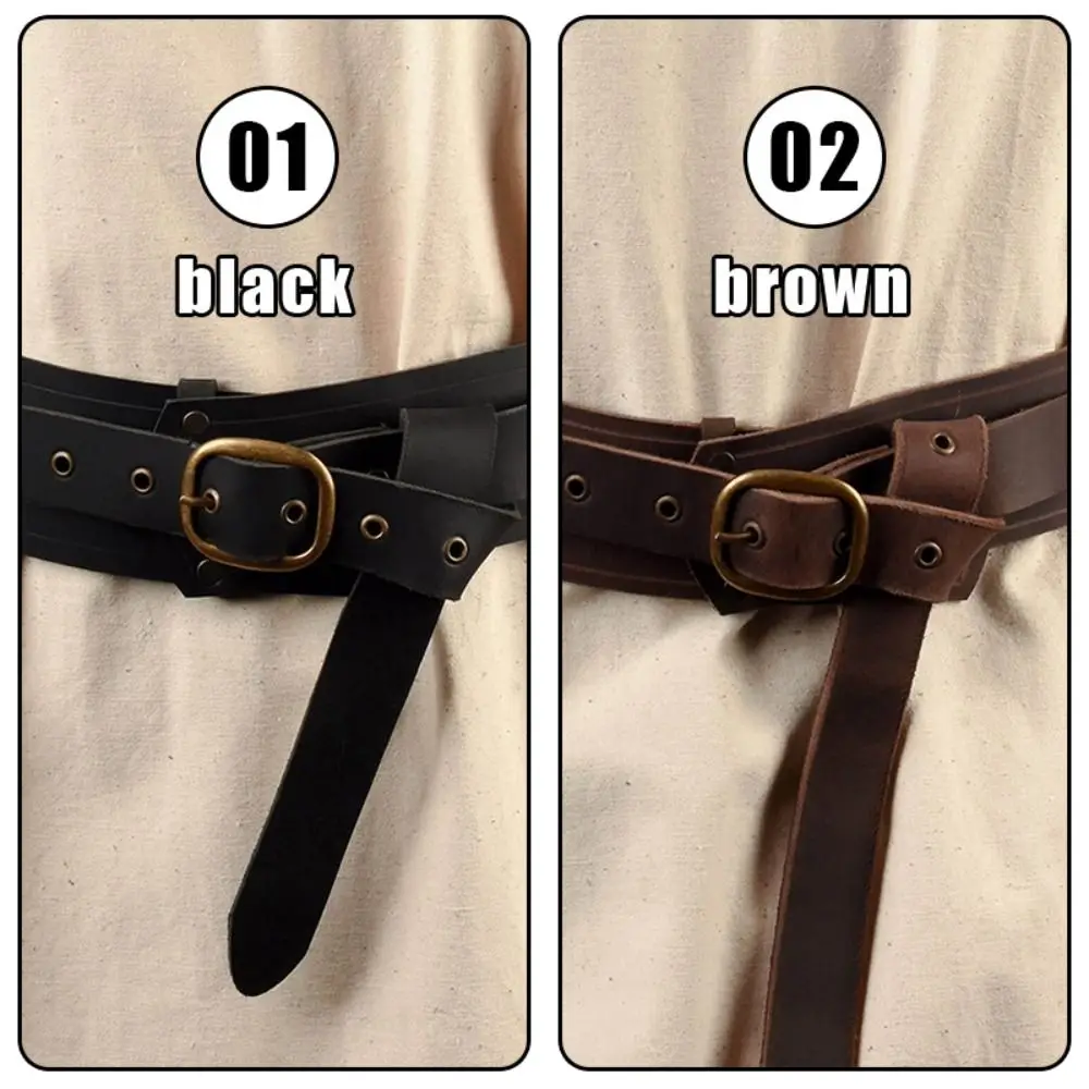 Medieval Waist Belt Buckle Belt PU Leather Viking Knight Waistband Waist Wide Stretch Vintage Costume Accessories Cosplay