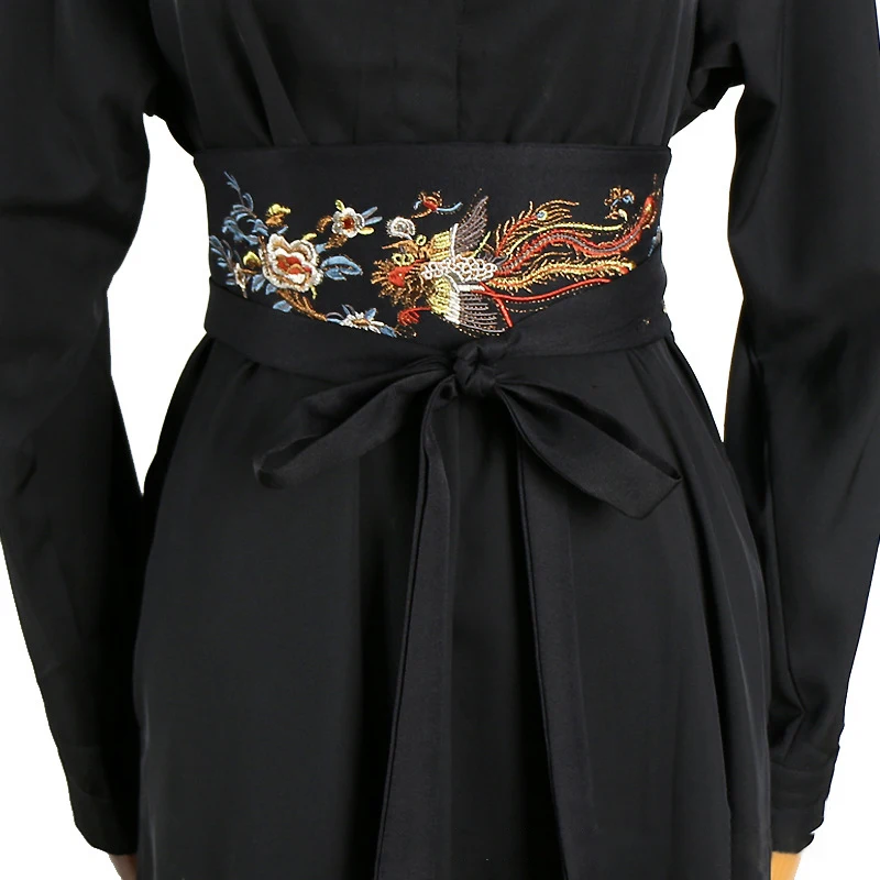 Chinese Traditional Embroidery Waistband Ethnic Style Hanfu Dress Decor Wide Waist Belt Lady Elegant Corset Tie Belt 2025