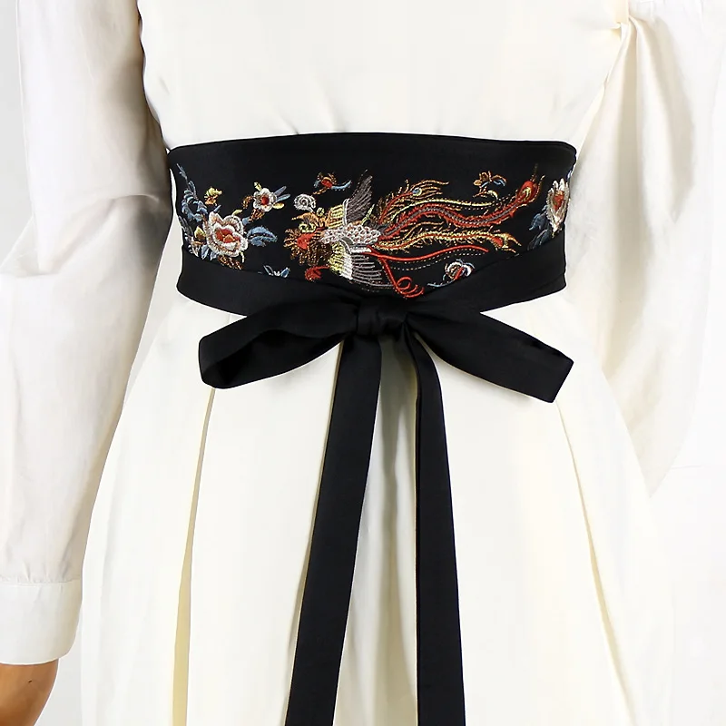 Chinese Traditional Embroidery Waistband Ethnic Style Hanfu Dress Decor Wide Waist Belt Lady Elegant Corset Tie Belt 2025