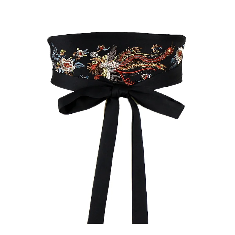 Chinese Traditional Embroidery Waistband Ethnic Style Hanfu Dress Decor Wide Waist Belt Lady Elegant Corset Tie Belt 2025