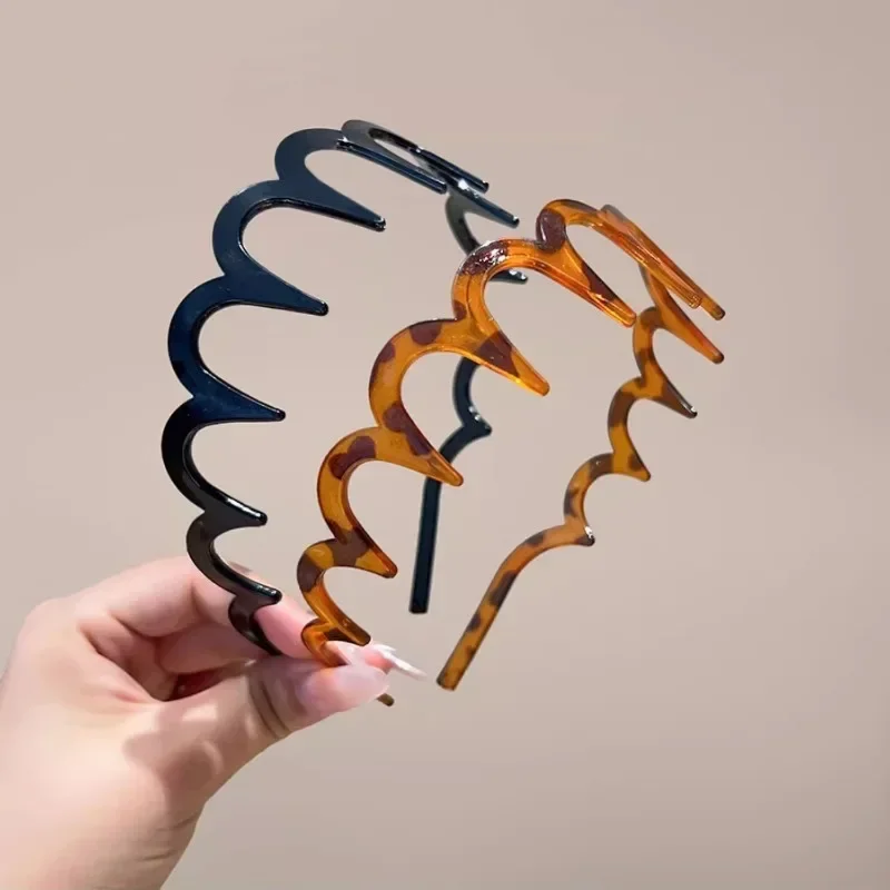 Korean Women Hair Comb Non-Slip Headband Plastic U Shape Hairs Hoops Fixed Teeth Fluffy Top Hair Bands Headwear Hair Accessories