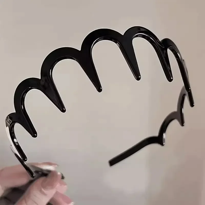 Korean Women Hair Comb Non-Slip Headband Plastic U Shape Hairs Hoops Fixed Teeth Fluffy Top Hair Bands Headwear Hair Accessories