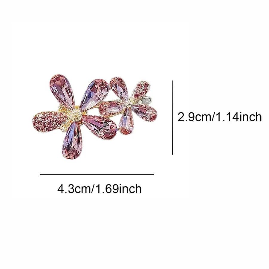 High-end Crystal Rhinestone Flower Hairpin Temperament Women Side Bangs Duckbill Word Clip Exquisite Alloy Hair Accessories