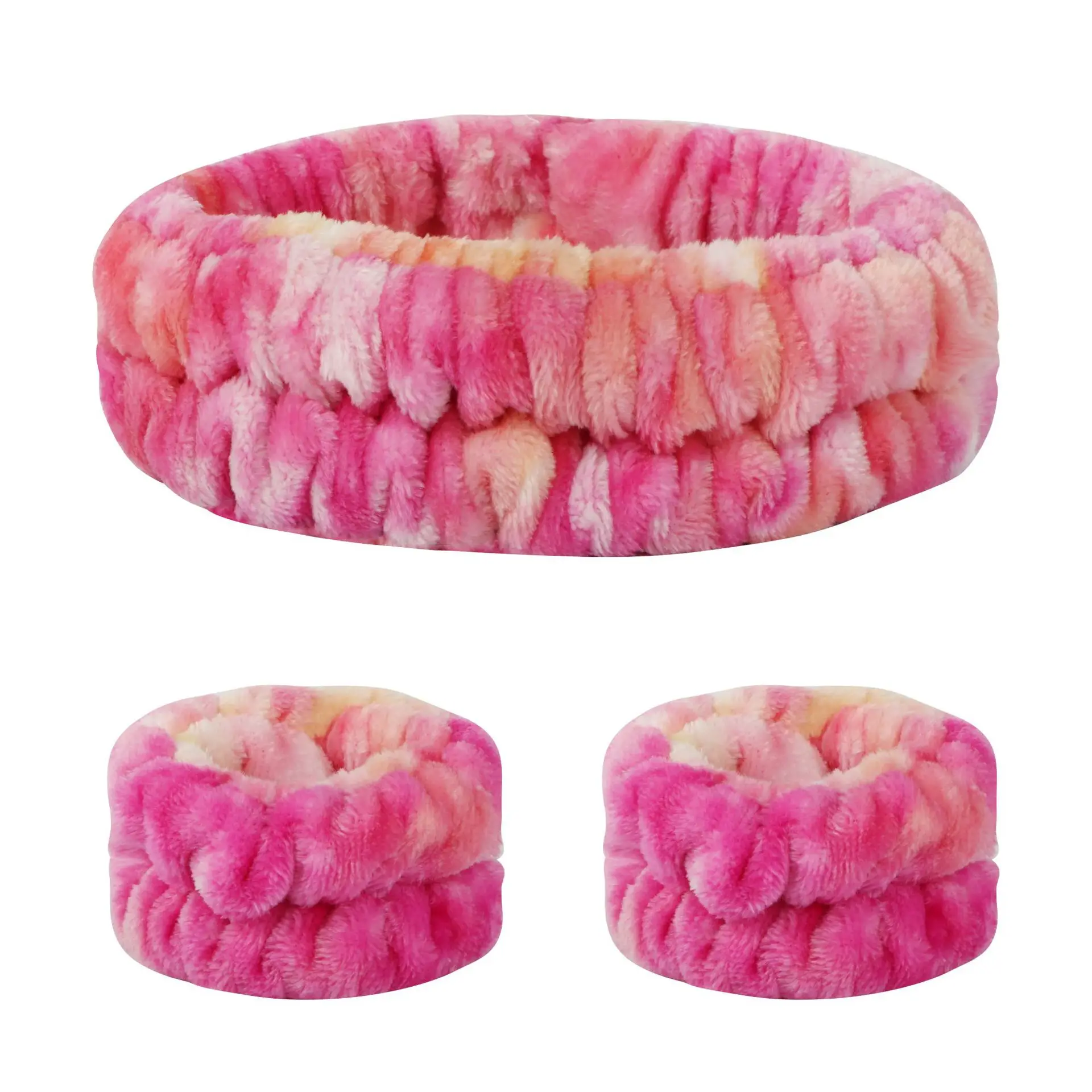 Velvet soft elastic headband face washing and makeup headband hair tie face washing waterproof wrist strap and heanband set