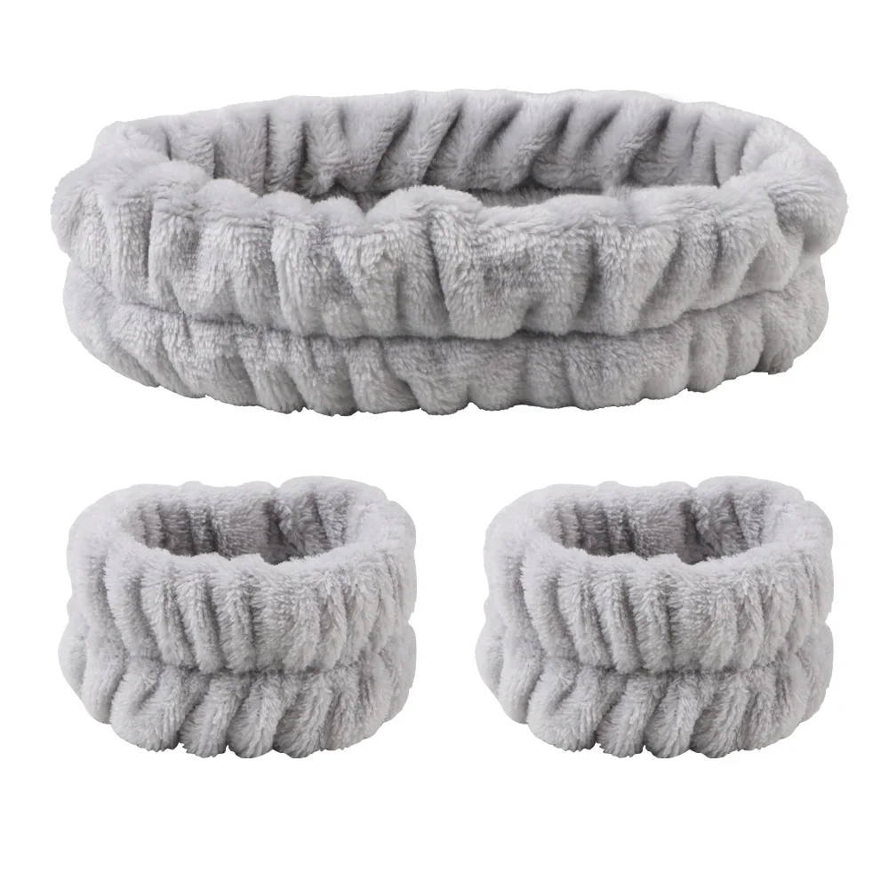 Velvet soft elastic headband face washing and makeup headband hair tie face washing waterproof wrist strap and heanband set