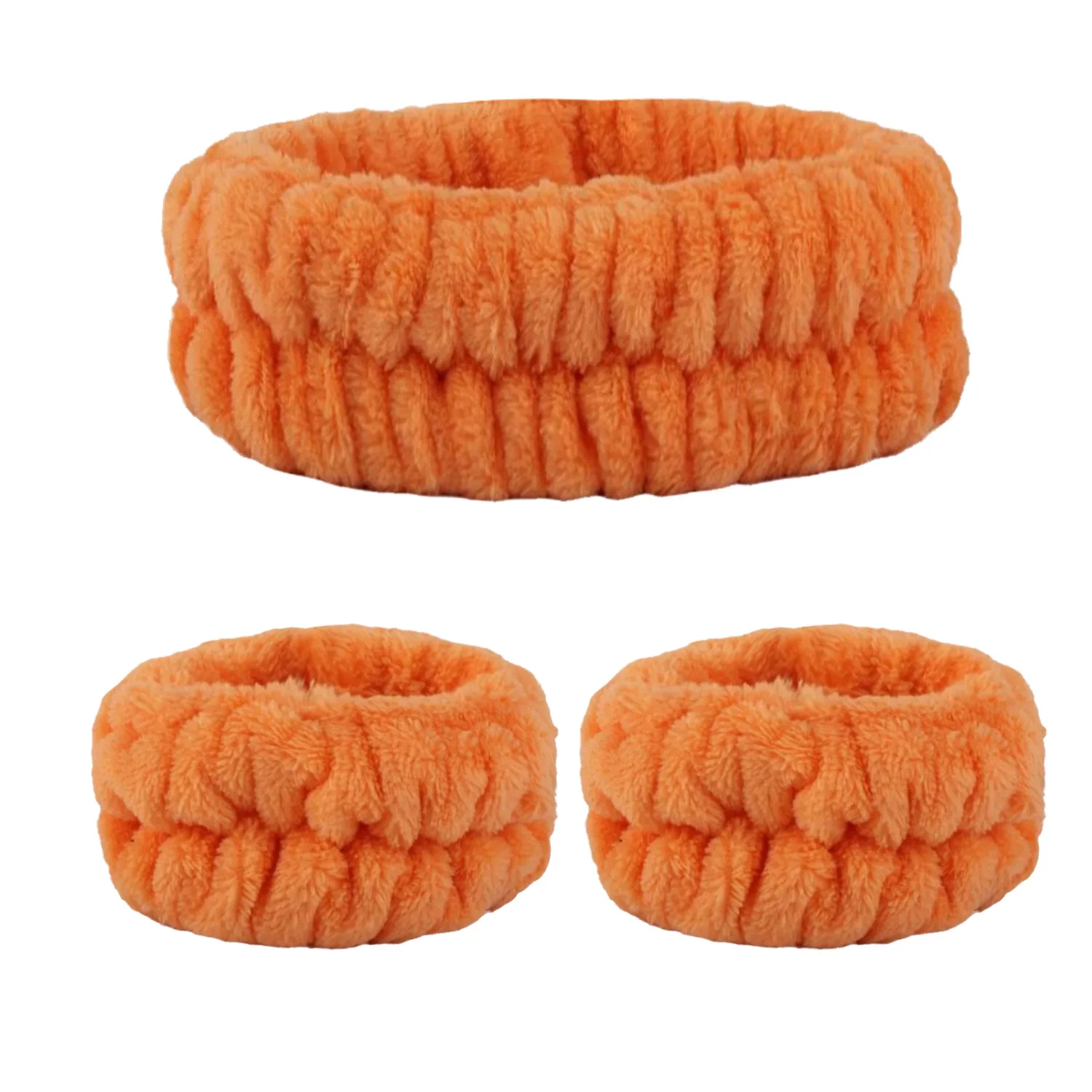 Velvet soft elastic headband face washing and makeup headband hair tie face washing waterproof wrist strap and heanband set
