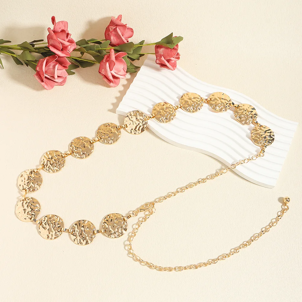 Elegant Ladies Metal Waist Gold Chain Belt Round Irregular Body Chain Sexy Accessory Beho Adjustable Belts For Women Punk