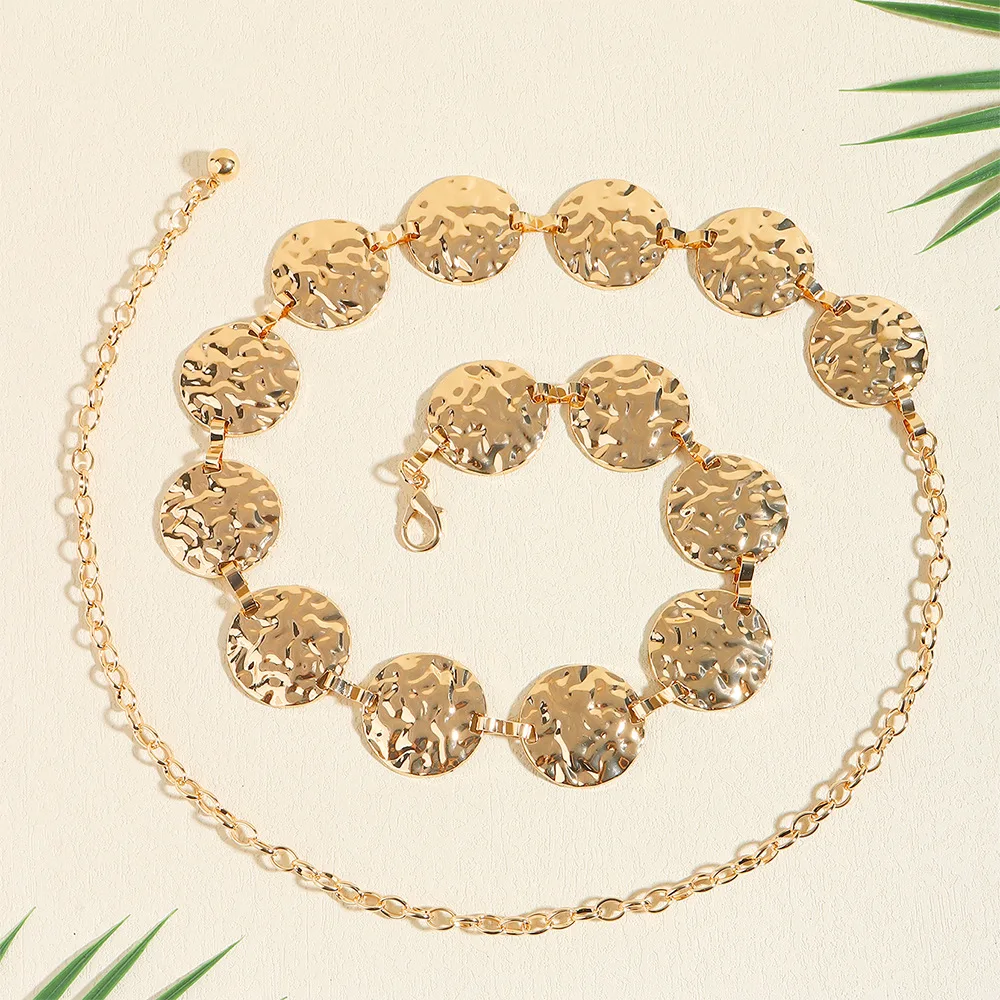 Elegant Ladies Metal Waist Gold Chain Belt Round Irregular Body Chain Sexy Accessory Beho Adjustable Belts For Women Punk