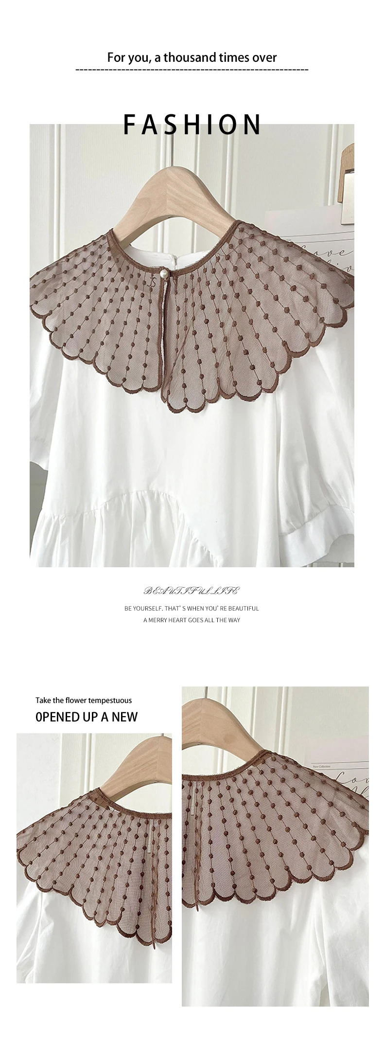 Detachable Fake Collar Fashion Lace Decorative Shirt Dress Fake Collar Dickey Collar for Women Blouse