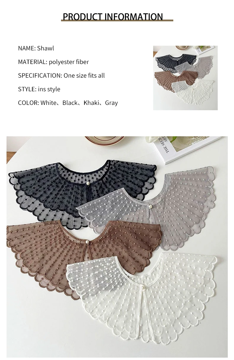 Detachable Fake Collar Fashion Lace Decorative Shirt Dress Fake Collar Dickey Collar for Women Blouse